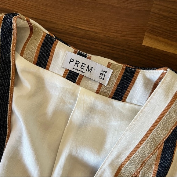 Prem the Label Striped Neutral Blazer Shorts Suit Set, size S - Picture 7 of 16